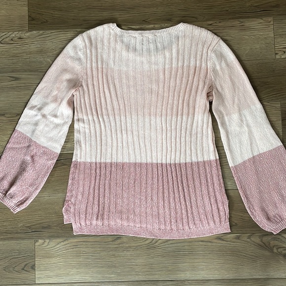 Pink ombré colorblock knit sweater - Picture 4 of 5